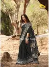 Black RajYog Mul Mul Sartin Exclusive Attractive Designer Printed Silk Regular Wear Saree 10